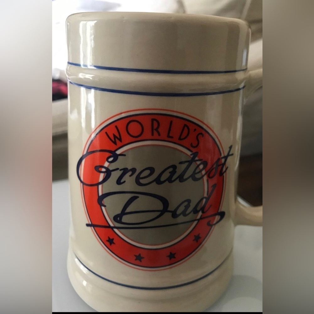 Vintage Worlds Greatest Dad Beer Mug Tan Father’s Day Gifts Glass Cup - Picture 2 of 4